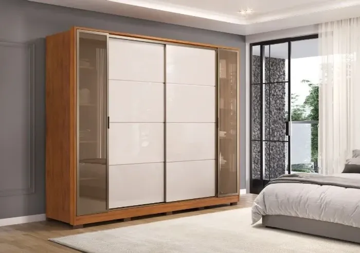 Roupeiro Casal 4 Portas 6 Gavetas 100% Mdf Jupiter 2,40m Dividimos Em Até 10x Sem Juros