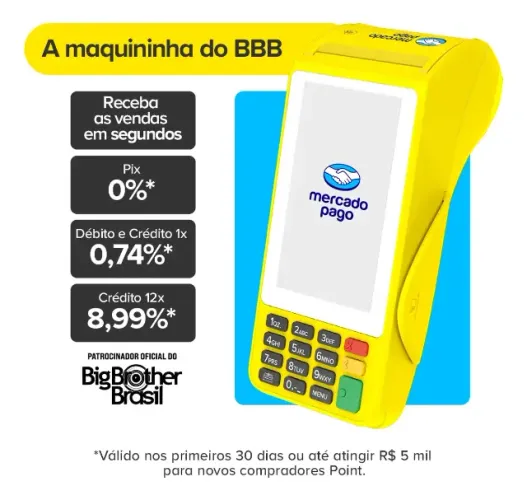Máquina De Cartão Point Pro 3 4g Wifi Mercado Pago Original Chip Grátis