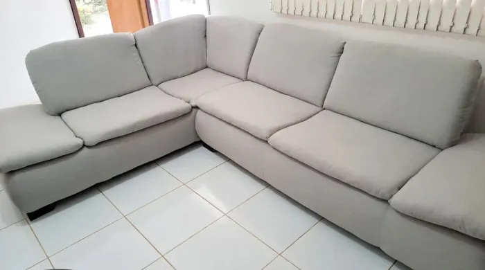 Sofá de Canto em L Grande - 6 Lugares Cinza - Super Confortável