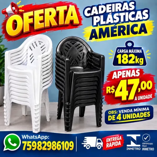 Cadeiras plásticas América - Unidade apenas: