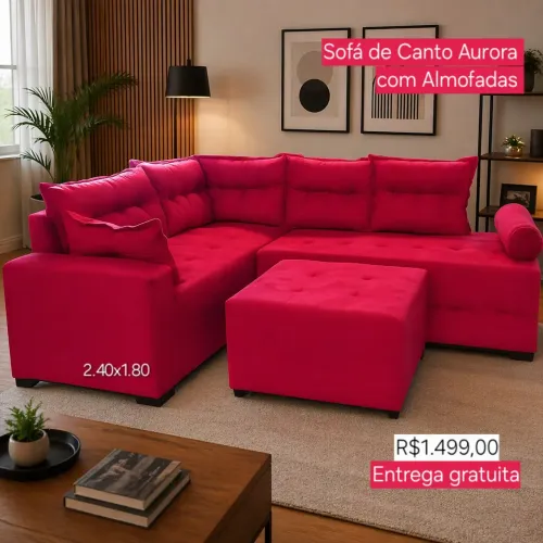 PROMOÇÃO URGENTE - Sofá GIGANTE de CANTO Aurora Vermelho Disponível 