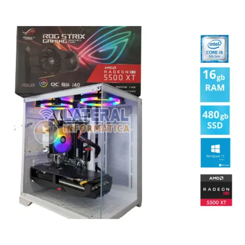 Computador Gamer Intel i5 6ª Gen 16GB SSD 480GB Placa de vídeo AMD RX 5500XT 8GB Wind 11
