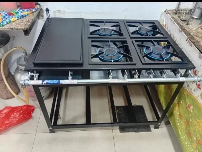 FOGAO IND. 4 BOCA 30X30 COM CHAPA BIFETEIRA, FORNO OPCIONAL