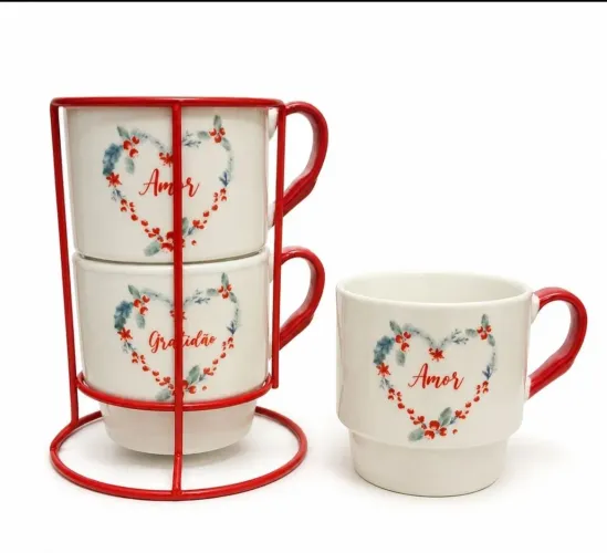 Canecas torre, 300 ml cada, Porcelana 