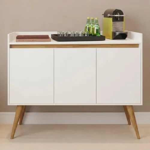 (Produto Novo) Buffet Gold com 3 portas Branco/Mel