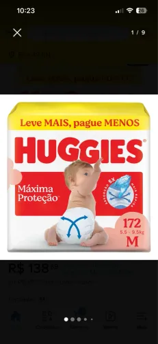 Fralda Huggies M 172 tiras 