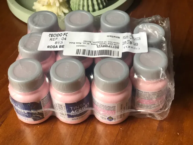 Kit tinta para tecido Acrilex rosa bebê (11 unidades)