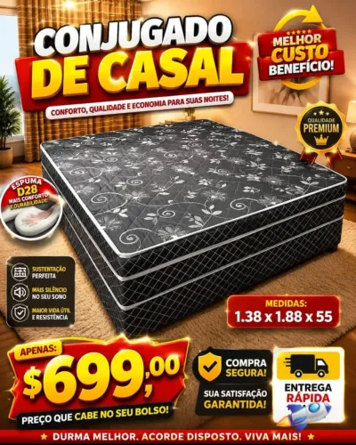Cama box casal conjugada