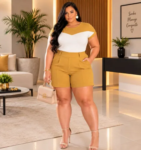 Conjunto plus size em crepe