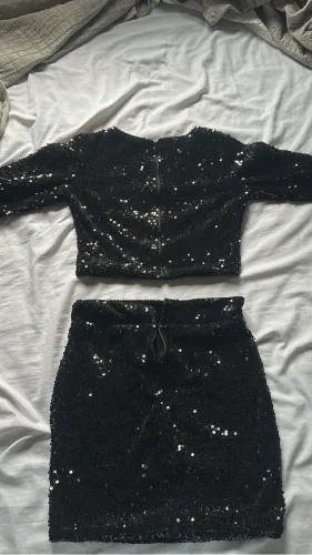 Vestido Open For Life Preto Paetê Tamanho P Festa Brilho