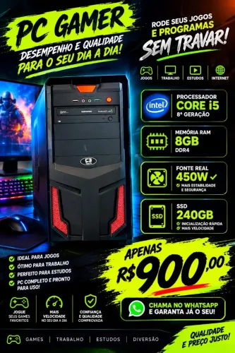 Vendo gabinete gamer Core i5 de 8° geração