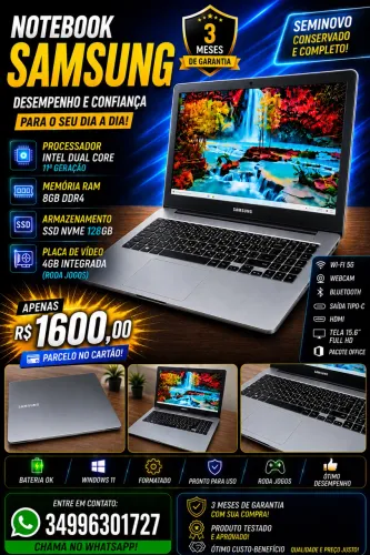 Notebook Samsung completo + Brinde