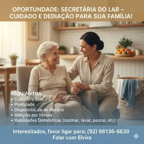 Contrata se secretária do lar