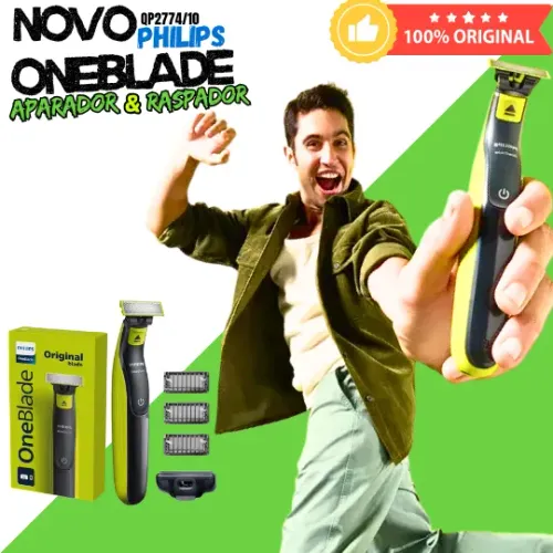 NOVO APARADOR E RASPADOR DE PELOS PHILIPS ONE BLADE + 1 REFIL |100% À PROVA D'AGUA, NÃO CO