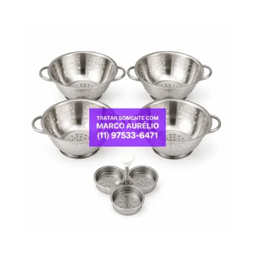 Kit 4x Escorredores de Aço Inox Polido com Acessório Ovo Pochet - R$ 150