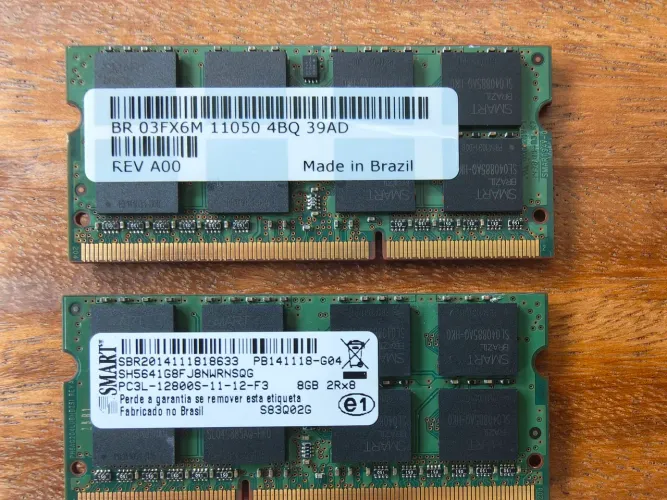 Memoria Smart Ddr3 8gb Notebook Pc3l-12800s 2rx8 1.35v