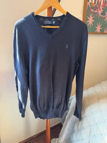 Suéter Ralph Lauren gola V TAM M azul marinho