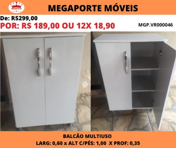 Balcão Multiuso 2 Portas Branco