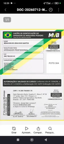 Carteira de habilitação retroescavadeirati Tiradentes Minas gerais Tiradentes Minas gerais