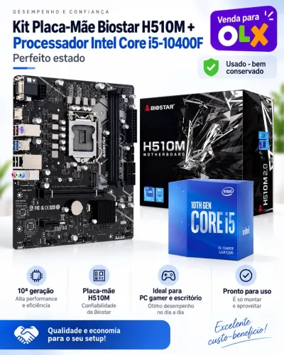 Kit Placa Mãe Biostar H510 + Processador i5-10400F (Perfeito Estado)