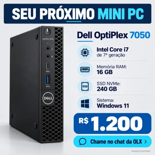 MiniPc Dell Optiplex 7050, I7 de 7Gr, nvme 240gb, 16RAM, Windows 11