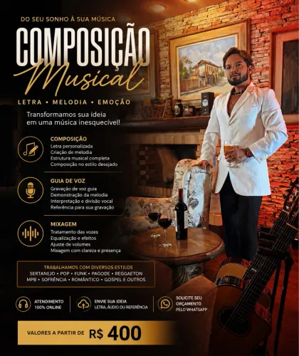 COMPOSIÇÃO MUSICAL | GUIA DE VOZ | MIXAGEM