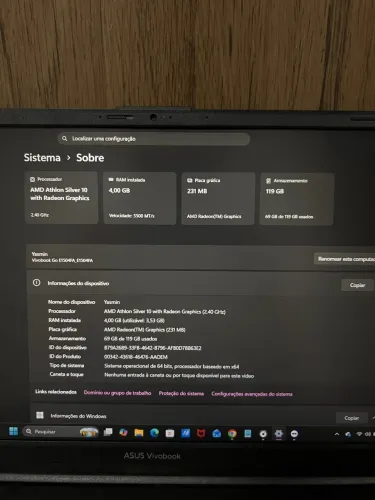 Notebook ASUS VivoBook Go 15 ? praticamente novo