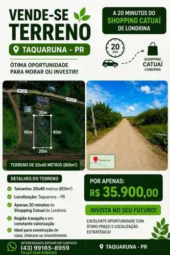 Terreno de 800 metros em taquaruna