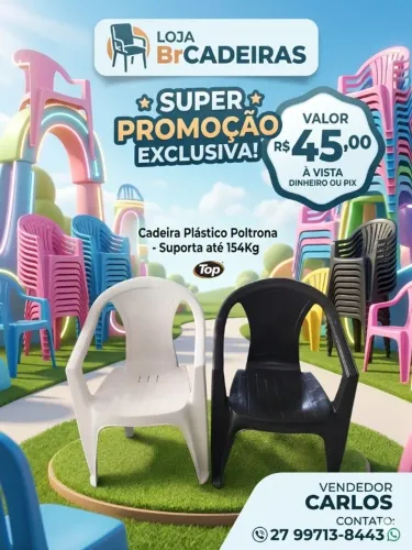Cadeira Plástica Poltrona 154kg