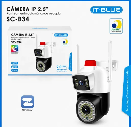 Câmera IT Blue Sirene 2.0 megapixel 1080p SC-B34 ip2.5 Rastreamento Automático