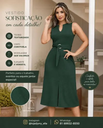 Vestido Midi Verde Musgo