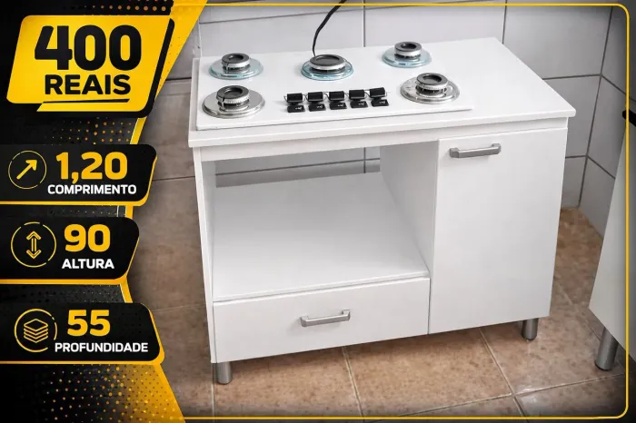 Armário MDF para fogão cooktop 5 bocas 