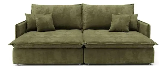 Sofá Retrátil e Reclinável Linho Verde Musgo Preço Bom 
