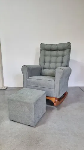 Poltrona de Amamentação com Puff Verde 