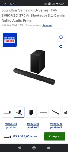 Soundbar Samsung HW-B550/ZD USADO