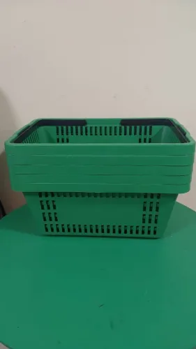 5 Cestos de Compra Verde Com Alça Em Excelentes Condições