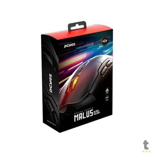 Mouse Gamer PCyes Black Vulcan  RGB 12400dpi - Novo