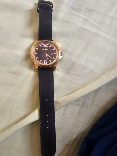 Relógio Condor Preto Dourado com pulseira de couro
