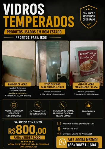 Vidro temperados vários tamanhos