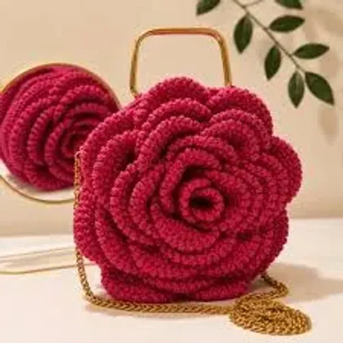 Bolsa mega rosa de crochê