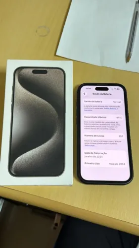 iPhone 15 Pro 128GB Titanium Natural - Excelente Estado - R$ 3.500