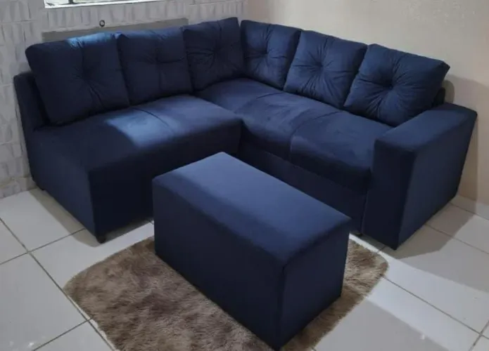 Sofá de canto com puff novo lacrado