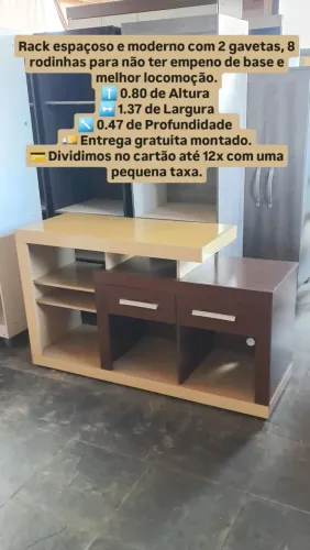 Entrega gratuita montado, Rack espaçosa com 2 gavetas.