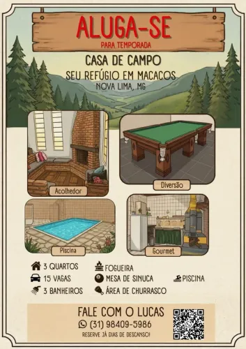 Casa para temporada em Macacos Nova Lima