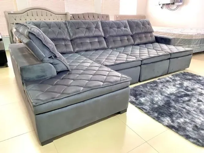 Estofado Riviera 3,80x2,30 - Retrátil e Reclinável Veludo Elite