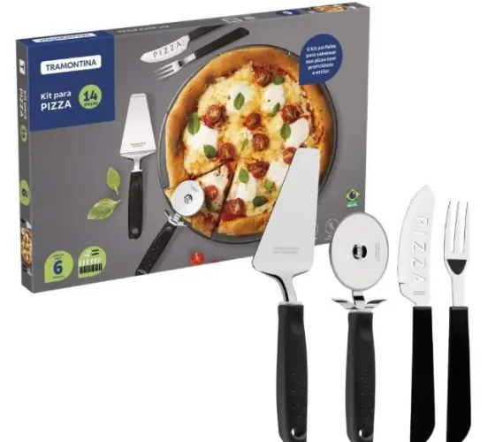 Kit De Pizza Tramontina 14 Peças - Aço Inox