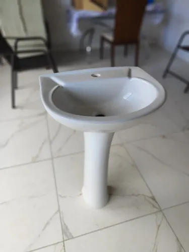 Lavatório com Coluna de Chão Eco Branco 80x47x38cm Celite
