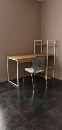 Escrivaninha e cadeira estofada cromada 
