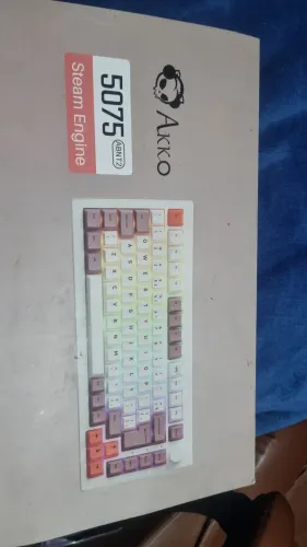 TECLADO MECÂNICO AKKO 5075 ABNT2 SEMI NOVO USADO - 75% + KNOB