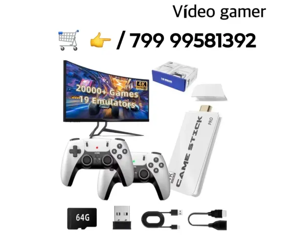 Game stick, são 20 mil jogos, com controle sem fio